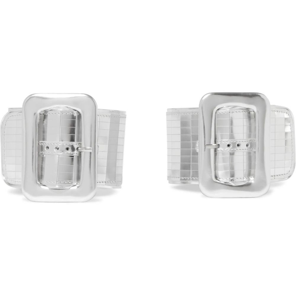 Attico Oversized Silver Mirrored Ankle‎ Buckles NEW